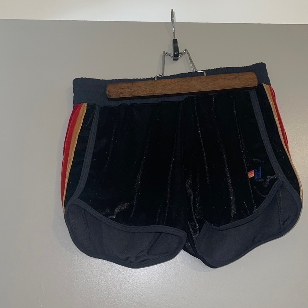 NWT Aviator Nation 5 Strip Velvet Shorts - Black - Size M